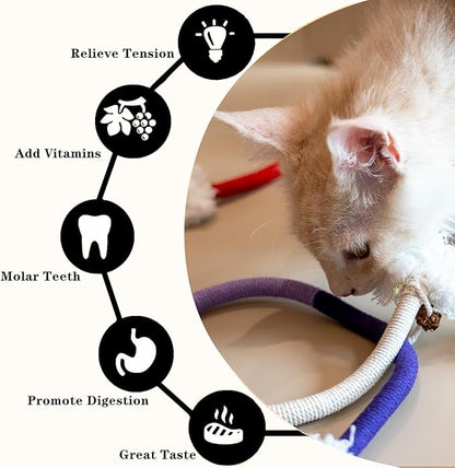 Bent Cat Rope Toy, Pet Chew Toys, Interactive Tease Toys for Cats and Kittens, Bite-Proof Playthings, Cotton Rope Kitten Toys Dental Care Stress Relief Pet Supplies (Extra Large 3 Pack)