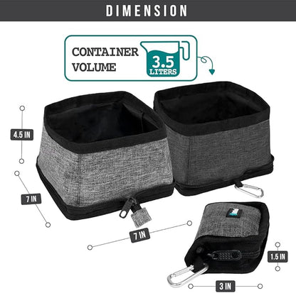 PetAmi Collapsible Dog Bowls 2 Pack, Food and Water Bowls Travel Set, Portable Pet Dish No Spill, Foldable Lightweight BPA Free Leakproof Bowls, Camping Hiking Walking Outdoor Gear Accessories, Gray