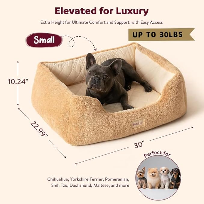 Cooling Orthopedic Dog Bed for Small Dogs & Puppies - Memory Foam for Joint Pain & Arthritis, Pet Bed w/Washable Removable Cover & Waterproof Liner, Dog Couch w/Raised Bolster & Non-Slip Base