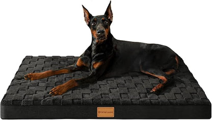 Patas Lague Orthopedic Jumbo Dog Bed for Extra Large Dogs 56''X40'', Waterproof Soft Warm Comfortable Egg Crate Foam Jumbo Pet Beds Mat with Removable Washable Cover and Nonskid Bottom, Black