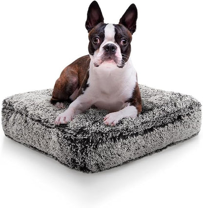 Bessie and Barnie Frosted Willow Extra Plush Shag Faux Fur Luxury Sicilian Rectangle Pet/Dog Bed (Multiple Sizes)