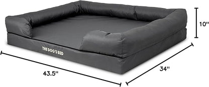 The Dog’s Bed Orthopedic Memory Foam Dog Bed with Bolsters for XL Dogs, Waterproof Washable Cover, Anti-Slip Base, Calming Surface – CertiPUR-Certified Foam, Oxford Fabric, Grey with Black Trim, XL