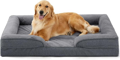 Made4pet Large Dog Bed, Orthopedic Extra Large Dog Sofa Egg-Crate Foam 42" Pet Couch Bed with Washable Waterproof Cover,Gray