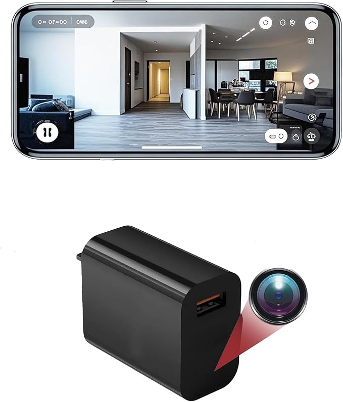USB Charger Camera - Full HD 4K Mini WiFi Security Camera, Power Outage Standby Recording Mode, Small Micro Wireless Nanny Cam for Home Indoor, Pets Nanny