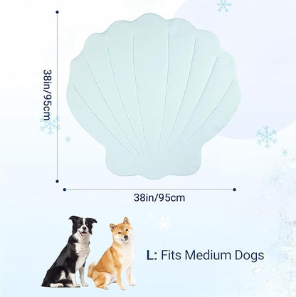 Dog Cooling Mat, 38'' × 38'' Large, Self-Cooling Mat for Dog, (Cool & Warm) Double-Sided Pet Cool Pads for Crate, Kennel, Machine Washable Summer Blanket, Cat Cool Bed, Non-Gel, Sky Blue