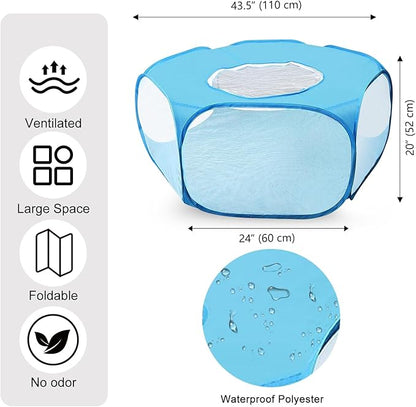 Guinea Pig Playpen with Lid, Breathable Small Animals Playpen with Anti-Escape Cover Portable Kitten Playpen Indoor/Outdoor Yard Exercise Cage House Tent for Hamster Chinchillas Rabbits Bunny