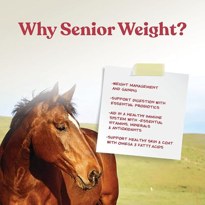 Manna Pro Weight Accelerator for Senior Horses – Weight Gain and Muscle Support Supplement with Omega 3 Fatty Acids and Flaxseed – High-Calorie Feed Topper for Horses – 8 lb Bag