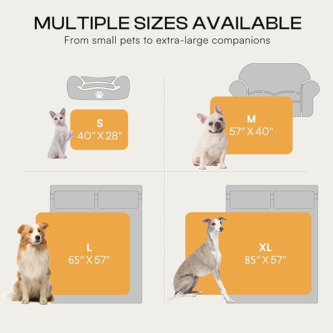 Luciphia Waterproof Dog Blanket, Leakproof Medium Pet Blanket for Couch Sofa Bed Furniture Cover Protector, Washable Soft Sherpa Fleece with 3D Jacquard, Cozy Calming Reversible, Beige White, 57"x40"