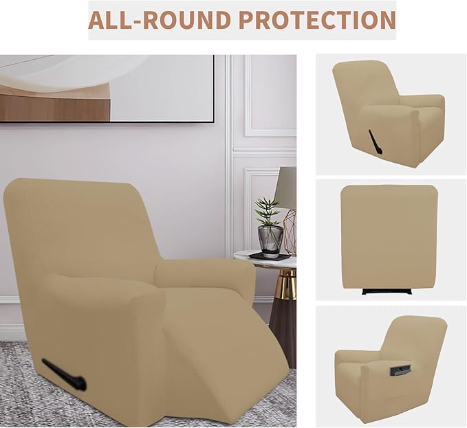 Easy-Going 100% Waterproof Recliner Cover, Dual Waterproof Couch Cover for Recliner, 1- Piece Jacquard Sofa Cover, Leakproof Sofa Slipcover for Kids, Pets, Dog and Cat (Recliner, Sand)