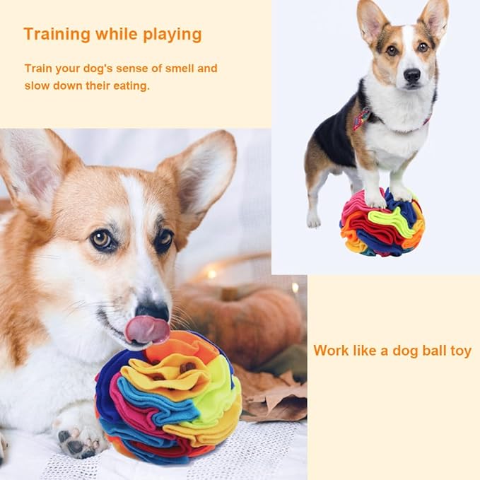 Ablechien Snuffle Ball - Snuffle Ball for Small Dogs, Interactive Dog Toys to Keep Them Busy, Puppy Dog Puzzle Toy with Storage Bag Machine Washable