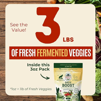 Gussy's Gut Daily Boost- Fermented Organic Superfood Reset & Reboot Dog Gut Health- Human Grade Pre & Probiotic Digestive Supplement- USA Made Small Batch 19 Ingredient Formula- Reset Phase (3 Oz)