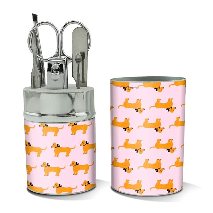 Glam Doggies Dog Pattern Stainless Steel Manicure Pedicure Grooming Beauty Care Travel Kit