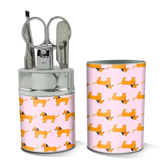 Glam Doggies Dog Pattern Stainless Steel Manicure Pedicure Grooming Beauty Care Travel Kit