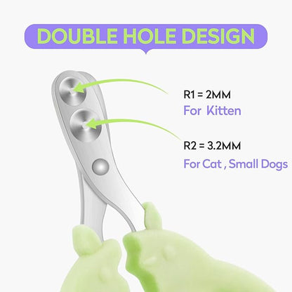 Cat Nail Clippers with Nail File, Kitten Claw Nail Clippers for Trimming, Stainless Steel Pet Bearded Nail Clippers Tool for Dragon, Guinea Pig, Rabbits, Birds, Ferret Small Breed Animals(Green/Pink)