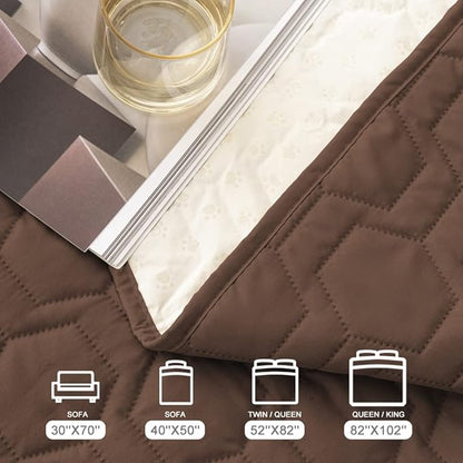 Tcksstex Waterproof and Anti-Slip Dog Bed Cover and Pet Blanket Sofa Pet Bed Mat car Incontinence Mattress Protectors Furniture Couch Cover for Most Cats Dogs, Pets（30x70-Chocolate）