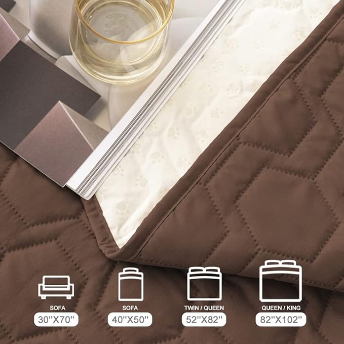 Tcksstex Waterproof and Anti-Slip Dog Bed Cover and Pet Blanket Sofa Pet Bed Mat ，car Incontinence Mattress Protectors Furniture Couch Cover for Most Cats Dogs, Pets（52x82-Chocolate）