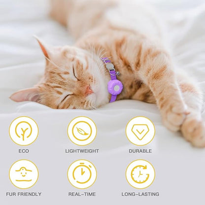 Cat Tracker,Mini GPS Tracker for Cats,No Monthly Fee Smart Pet Activity Tracker,Compatible with Apple Find My(iOS Only),Anti-Lost Finder Tag for Vehicles,Pets,Kids,Items(Purple)