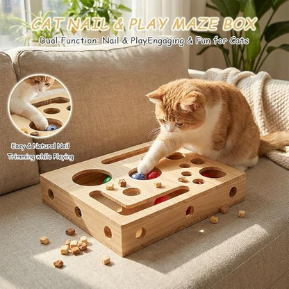Cat Scratch Puzzle Enrichment Box, Maze Cat Scratch Puzzle Box & Sandpaper Inside, It's A Stress-Free Alternative to Trimming Your Nails