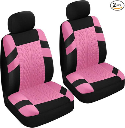 2PCS Car Front Seat Cover with 2 Headrest Covers, Breathable Waterproof Seat Covers for Front Seats, Universal Seats Cover Protector Car Accessories for Most Vehicles (Pink)