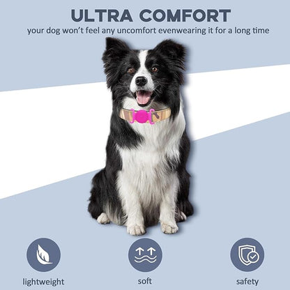 GPS Tracker for Dogs, Mini GPS Cat Tracker, IPX8 Waterproof GPS Trackers for Cats with Holder, No Monthly Fee, Work with Apple Find My(iOS Only), Smart Trackers for Dogs Finder Tracker Pets(GlowPink)