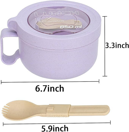 2 Pack Soup Bowl with Handles, Microwave Ramen Bowl with Lid for Soup and Instant Noodles,Oatmeal, Gumbo, Salad,BPA Free