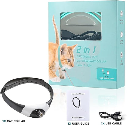 Interactive Cat Toys Laser Pointer Collar for Indoor Cats, Upgraded Automatic Cat Laser Toy with Red Light, Interactive Cat Toys for Bored Indoor Cats