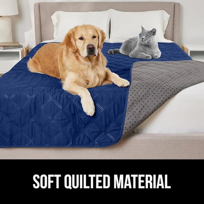 GORILLA GRIP Waterproof Dog Blanket, 82x68, Leakproof Couch Cover for Dogs, Silicone Grip Backing, Protects Sofa, Sectional, Bed, Crate, Car & RV, Tear-Resistant Washable Senior Pet Blanket, Navy Blue