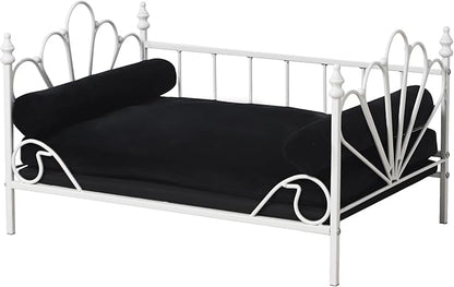 Pet Sofa Bed, Cat Bed,Dog Bed,Cat Couch,Pet Couch,Metal Frame and Detached Velvet Cushion，Cool Dog Couch for Small Cats &Dogs&Puppy Summer Using (White)