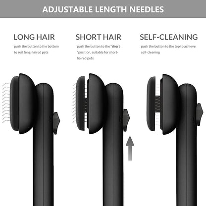 Self Cleaning Shedding Brush Grooming Tool for Long and Short Haired Dogs Cats Deshedding Hair Removal (Black)
