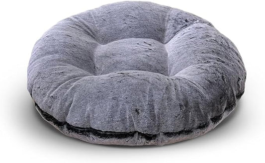 Bessie and Barnie - Luxury Extra Plush Faux Fur Bagel Pet/Dog Bed (Faux Fur Royal Sterling, Me)