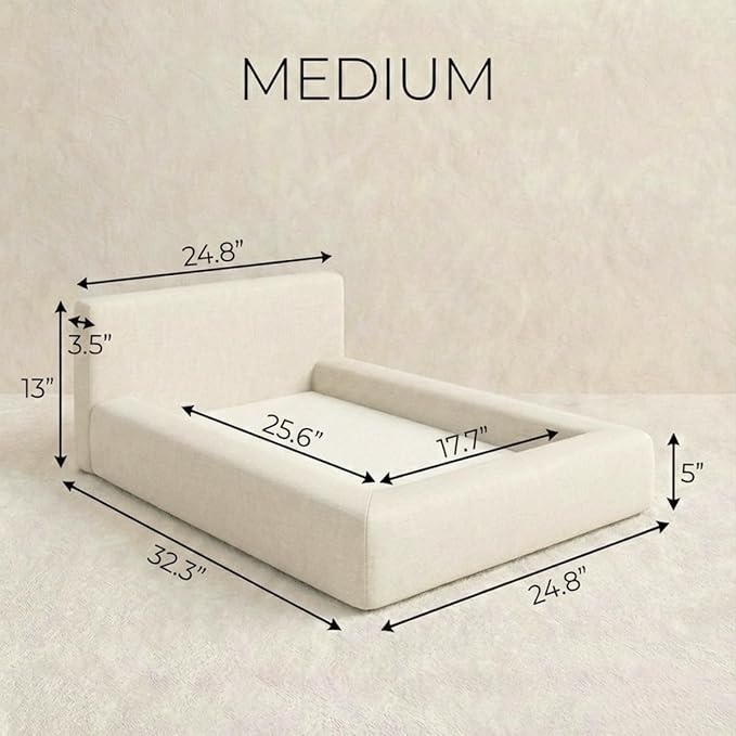 Mini Cloud Bed - Removable and Washable Covers - Toddler Baby Pet Dog Cat Nursery - Upholstered Minimalist Modern Luxury (Taupe Boucle, Medium)