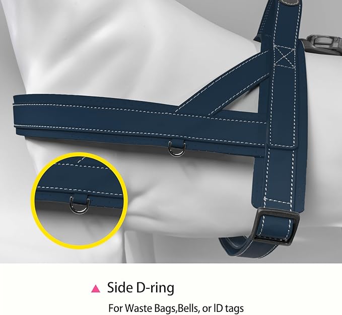 Magnetic Dog Harness and Leash Set with Quick Release Buckle, Easy On & Off Faux Leather Puppy Harness and Leash with Handle for Medium, Large Sized Dog