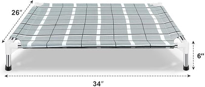 Elevated Raised Outdoor Dog Bed - Cooling Lifted Outside Dogs Cot Bed with Non-Slip Feet Dog Hammock Bed with Stainless Steel Frame Portable Puppy Pet Bed for Indoor & Outdoor