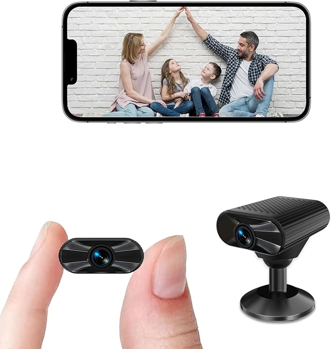 Mini HD 4K Wireless Camera Portable Nanny Cam with Night Vision, Motion Detection, and Phone App Live View - Compact Security Pet Camera for Home/Office 24/7 Cycle Save Video (Big)