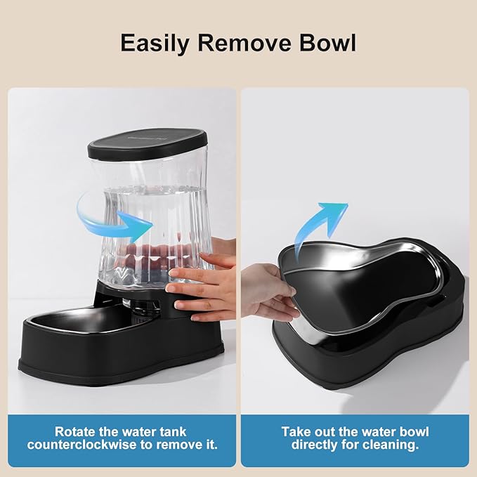 Gardner Pet Automatic Dog Water Dispenser Gravity Stainless Steel Water Waterer Feeder, 100% BPA-Free Large Capacity Water Feeding Bowls for Medium & Large-Sized Dogs Cats Other Pets -(1 Gallon)