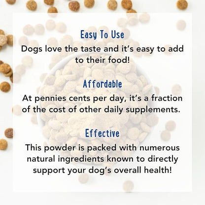 iHeartDogs 24-in-1 Adult Dog Multivitamin Daily+ Total Health Support Powder with Probiotics, Omega-3, Glucosamine, Mushrooms & Bone Broth - 60 Servings
