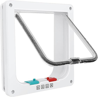 Safety Pet Door with 4 Way Lock, Weatherproof Cat Flap for Sliding Door, and Wall(X-Large, Outer Size 11 * 9.8 * 0.78in)