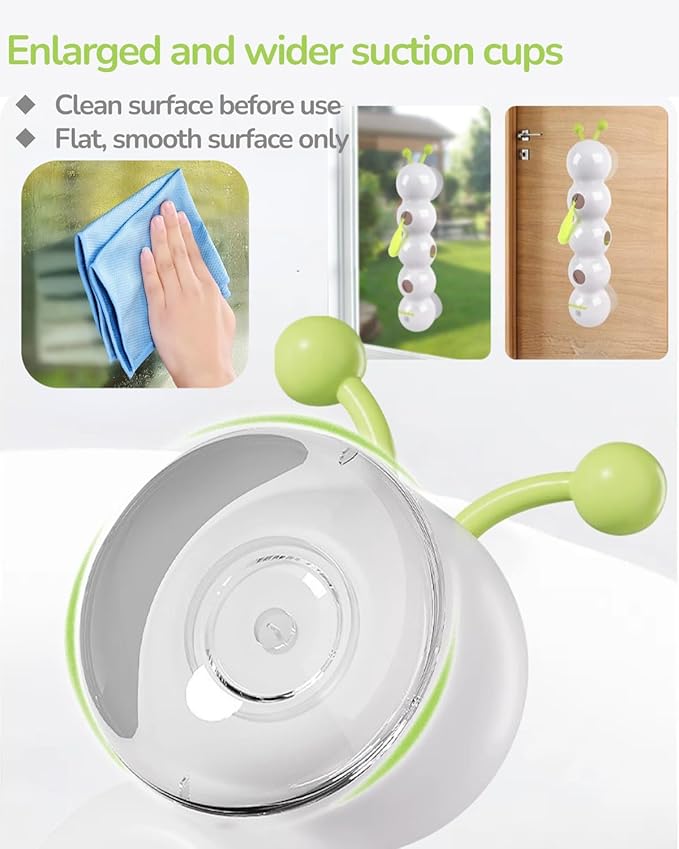 Interactive Caterpillar Cat Toy, Motion Sensor, Simulation of Biological Trajectory, USB Charging, Stable Suction Cup, Interactive Cat Feather Toy for Indoor Cats, Caterpillar Smart Toy with 2 Tails