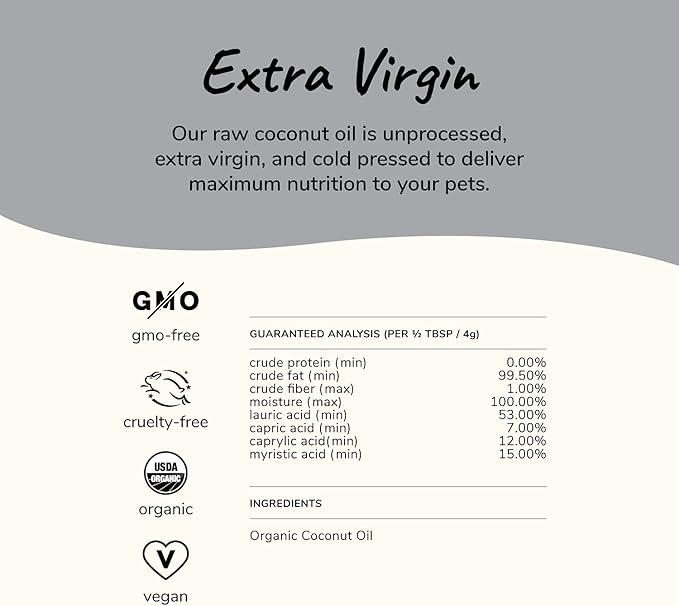 kin+kind Organic Coconut Oil for Dogs & Cats – Natural Pet Supplement for Healthy Skin, Coat & Paws – Cold Pressed Extra Virgin Coconut Oil – Dog Nose Balm for Itchy Skin & Dry Noses – 16 fl oz Large