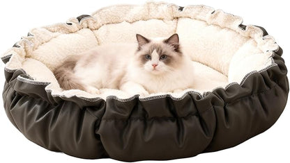Cat Beds for Indoor Cats,Washable Round Pet Bed for Puppy and Kitty,Super Soft Durable Fabric Pet Beds, Washable Luxury Cat & Dog Bed 24.8inch