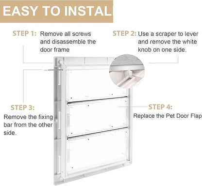 3-Panel Airseal Pet Door Replacement Flap,4 Durable Spare Rubber Strips,Compatible with Ideal Pet Product 10.25"x15.75" Extra Large Pet Door,Easy Installation