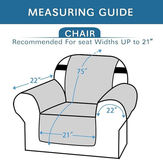 H.VERSAILTEX Reversible Chair Cover Furniture Protector Anti-Slip Couch Cover Water Resistant 2" Elastic Straps Chair Slipcover Pets Kids Fit Sitting Width Up to 21" (Chair:75" x 65", Navy/Beige)