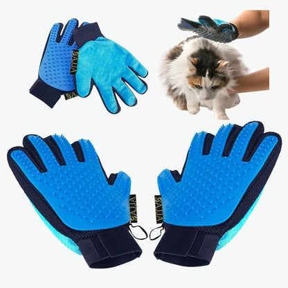 Gift for Pets, 2 Pieces of 2-in-1 double-sided pet grooming gloves gently lift loose fur from dogs, cats, and horses. Works on long or short hair and fabric. We gives back