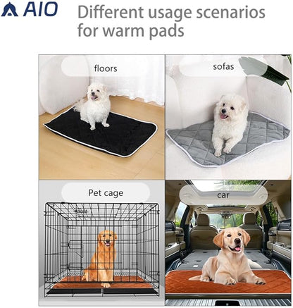 Washable Anti-Slip Kennel Mat for Medium Small Dogs and Cats Kennel pad Crate Pad in Winter Heated Cat Bed Self Warming Non-Electric Pet Warming Pad Gray 13.75 * 19.69inch