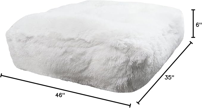 Bessie and Barnie Frosted Willow Extra Plush Shag Faux Fur Luxury Sicilian Rectangle Pet/Dog Bed (Multiple Sizes)