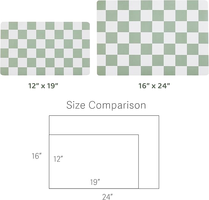 Ralxion Checkered Dog Feeding Mat, Absorbent Mats for Dog Food and Water Bowl, Dispenser, Modern Aesthetic Sage Green Checkerboard Pet Placemat for Dogs, Cats, Puppy, 16" X24”