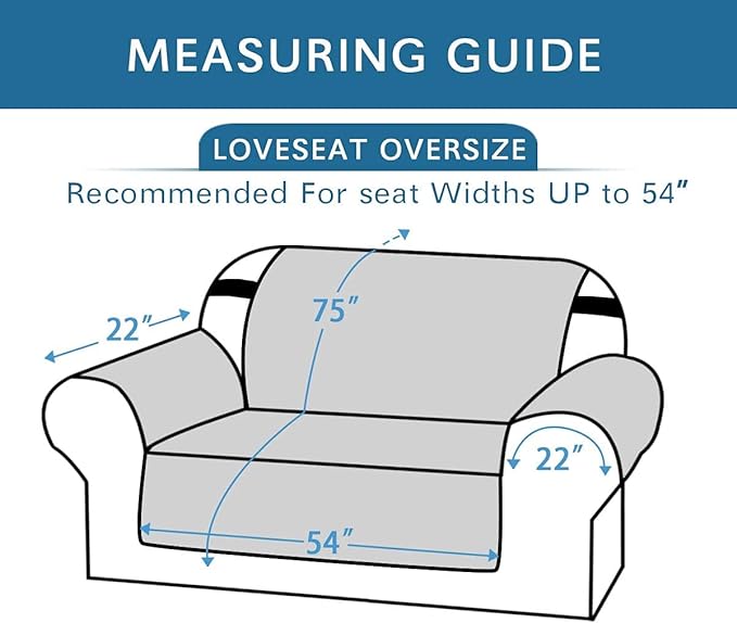 H.VERSAILTEX Reversible Loveseat Cover Furniture Protector Anti-Slip Water Resistant 2" Elastic Straps Couch Covers Pets Kids Fit Sitting Width Up to 54"(Oversized Loveseat: 75" x 98", Navy/Beige)