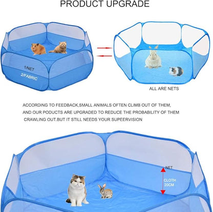 Small Animal Cage, Pet Playpen, Play Tent, Indoor/Outdoor Bedding Fence, Portable Pen for Hamster, Guinea Pig,Bunny, Puppy, Ferret, Rat, Cat, Chinchilla, Bearded Dragon, Hedgehog (nocover-Blue)