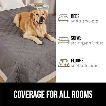 GORILLA GRIP Waterproof Dog Blanket, 82x82, Leakproof Couch Cover for Dogs, Silicone Grip Backing, Protects Sofa, Sectional, Bed, Crate, Car & RV, Tear-Resistant Washable Senior Pet Blanket, Charcoal
