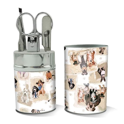 Cool Dudes Dogs in Outfits Stainless Steel Manicure Pedicure Grooming Beauty Care Travel Kit